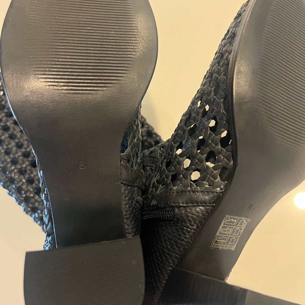 Free people black leather Woven Boot 8 - Picture 4 of 4